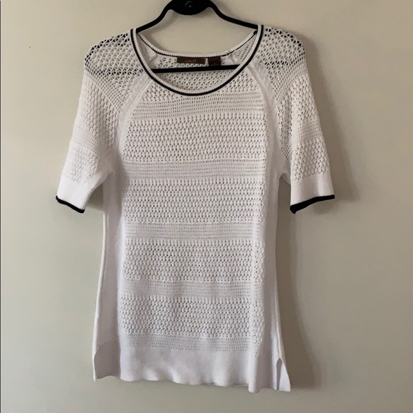 Heather B Eyelet Crew Neck Sweater White Medium - Picture 2 of 4